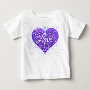 Purple sparkling sequins, love graffiti valentine baby T-Shirt