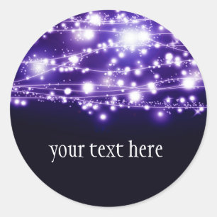 Purple Sparkling Stars Round Sticker
