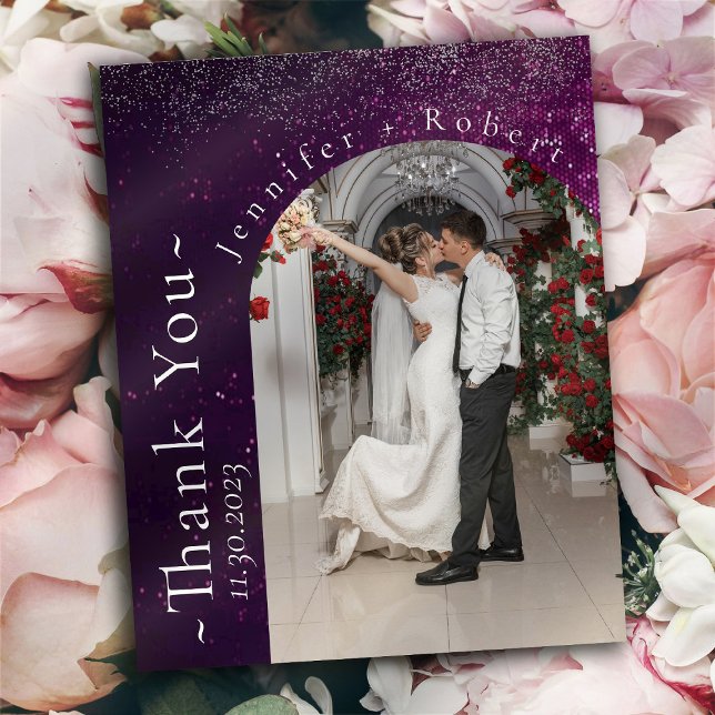 Purple Sparkly Budget Wedding Thank you cards (Creator Uploaded)