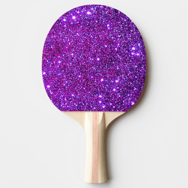 Purple Sparkly Glam Glittery Girly Table Tennis Ping Pong Paddle (Front)