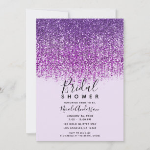Purple Sparkly Glitter Bridal Shower Invitation