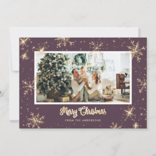 Purple Sparkly Photo Christmas Cards