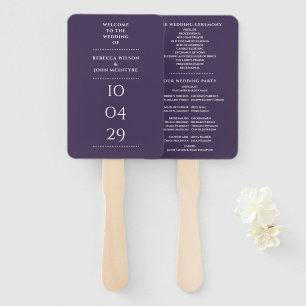 Purple Special Date Wedding Program Hand Fan