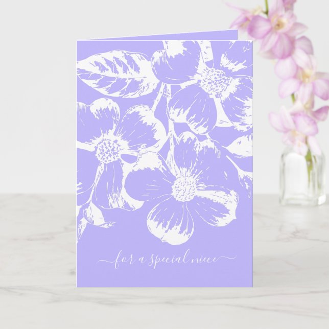 Purple Special Niece White Floral Birthday Card (Orchid)