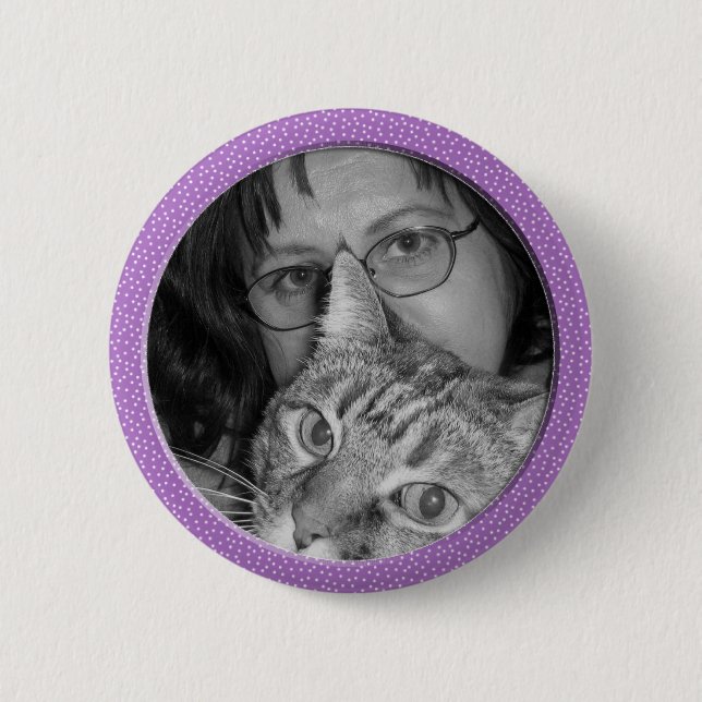 purple speckles frame 6 cm round badge (Front)