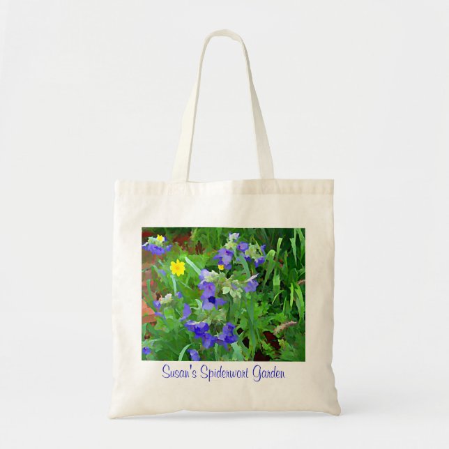 Purple Spiderwort Flower Garden Tote Bag (Front)