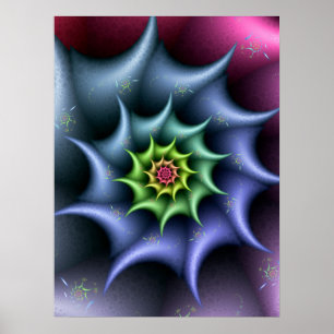 Purple Spiky Fractal Spiral Poster
