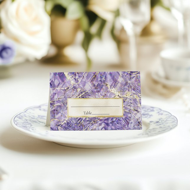 Purple Spinel Amethyst Gemstone Cut Wedding Place Card (Creator Uploaded)