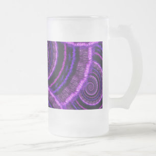 Purple Spiral Fractal Art Pattern Frosted Glass Beer Mug