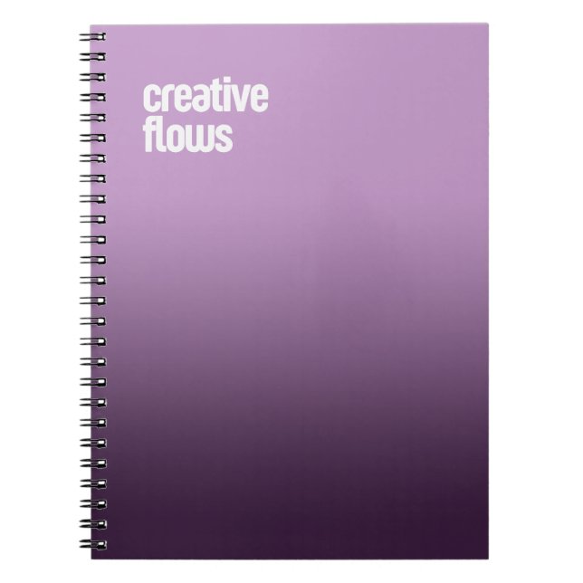 Purple Spiral Notebook – "Creative Flows" Journal (Front)
