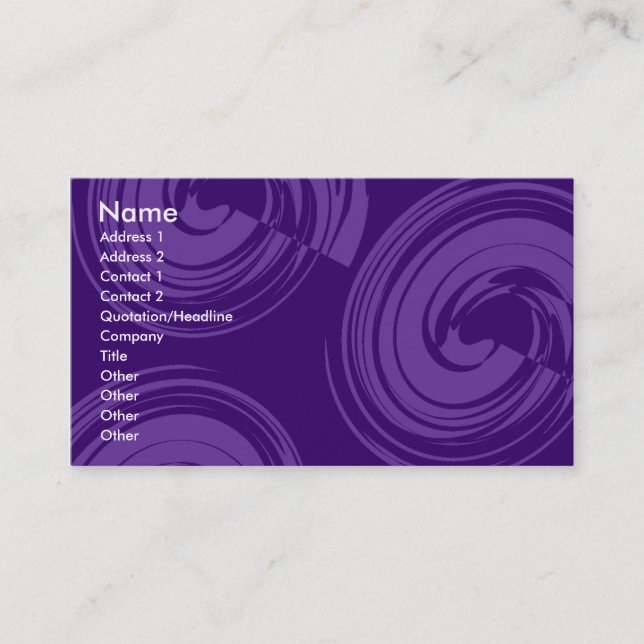 Purple Spirals - Purple Business Card (Front)