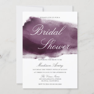 Purple Splash Modern Watercolor Bridal Shower Invitation