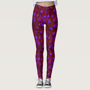 Purple Splotches on Deep Red Leggings