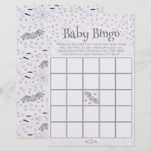 Purple Spooky Cute Baby Bingo Baby Shower Game