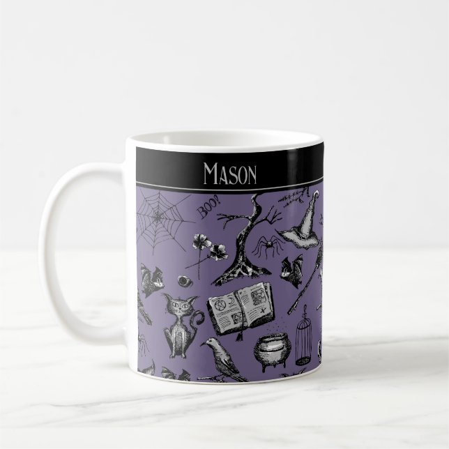 Purple Spooky Halloween Kids Mug (Left)