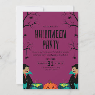 Purple Spooky Halloween Party Invitation