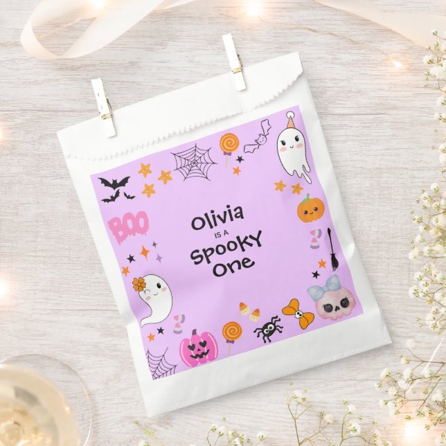 Purple Spooky One Cute Halloween 1st Birthday Favour Bags (Clipped)