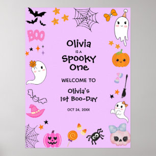 Purple Spooky One Halloween 1st Birthday Welcome  Poster