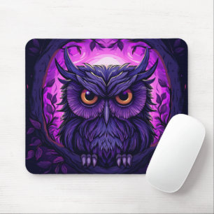 Purple Spooky Owl On Halloween Night Graphic Mouse Mat