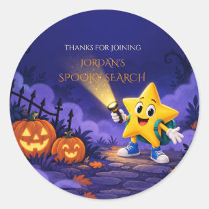 Purple Spooky Search Party Kids Halloween Birthday Classic Round Sticker
