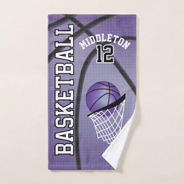 Purple Sport 🏀 Basketball | DIY Text Hand Towel (Hand Towel)