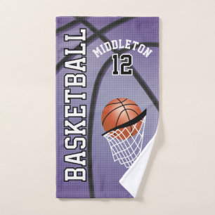 Purple Sport Basketball - Personalised Hand Towel