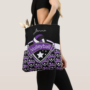 Purple Sport Volleyball   DIY Text Tote Bag