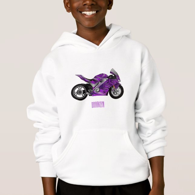 Purple sports motorcycle cartoon (Front)