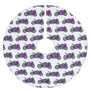 Purple sports motorcycle cartoon  brushed polyester tree skirt