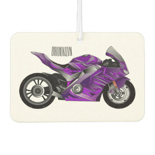 Purple sports motorcycle cartoon  car air freshener
