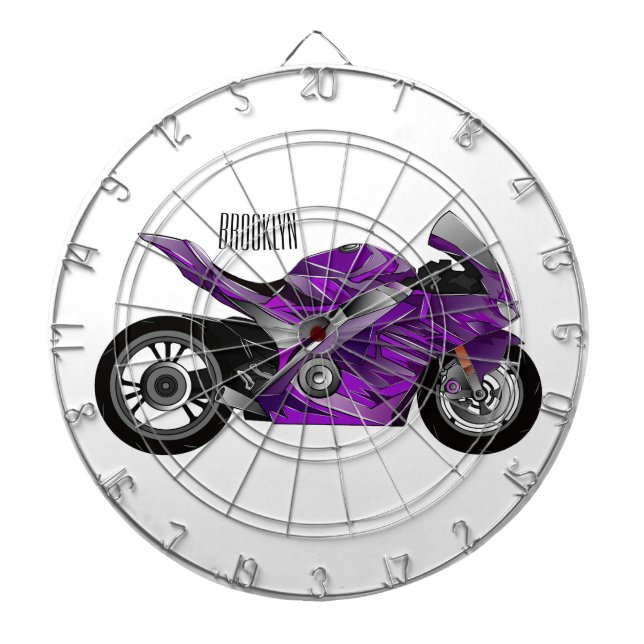 Purple sports motorcycle cartoon dartboard (Front)