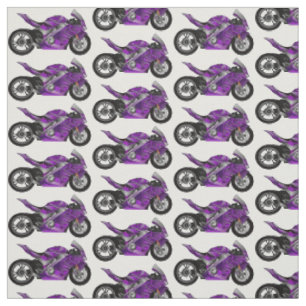 Purple sports motorcycle cartoon fabric