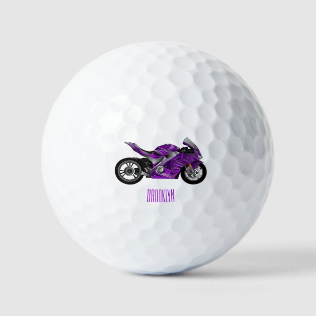 Purple sports motorcycle cartoon golf balls (Front)