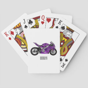 Purple sports motorcycle cartoon playing cards