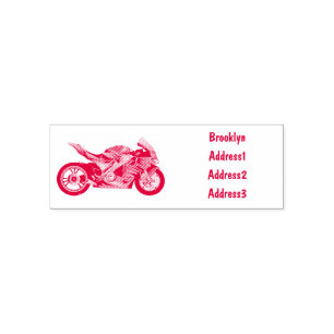 Purple sports motorcycle cartoon self-inking stamp