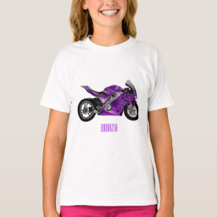 Purple sports motorcycle cartoon T-Shirt