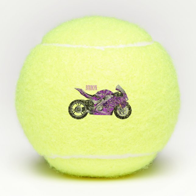 Purple sports motorcycle cartoon tennis balls (Front)