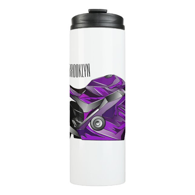 Purple sports motorcycle cartoon thermal tumbler (Front)
