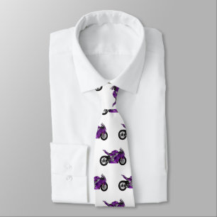 Purple sports motorcycle cartoon tie