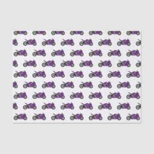 Purple sports motorcycle cartoon  tissue paper