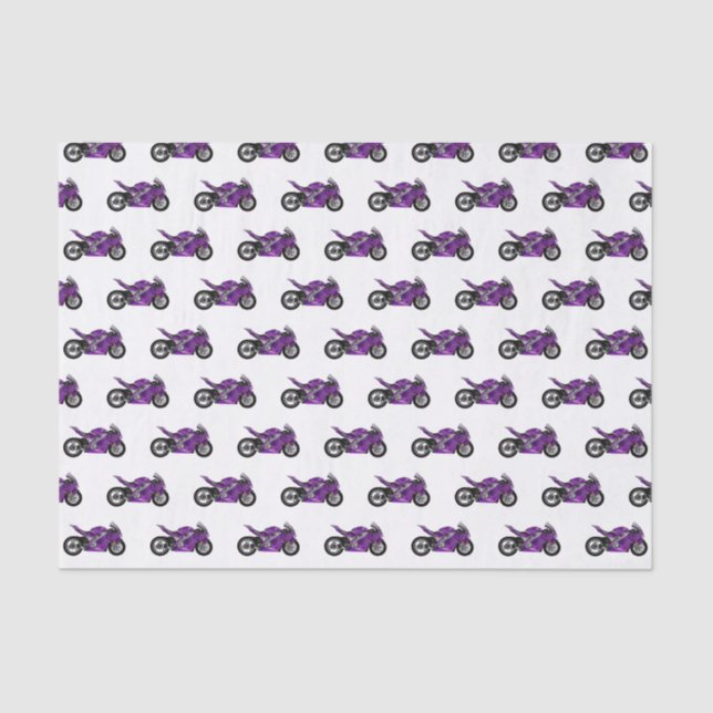 Purple sports motorcycle cartoon  tissue paper (Front)