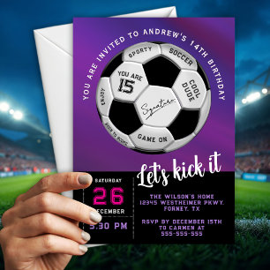 Purple Sporty Guys and Boys  Birthday  Invitation