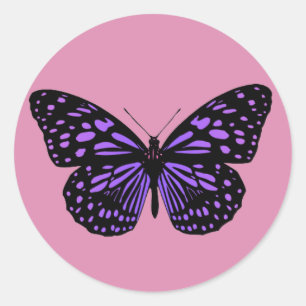 Purple Spotted Butterfly Classic Round Sticker