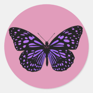 Purple Spotted Butterfly Classic Round Sticker