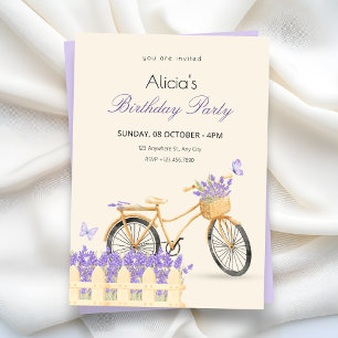 Purple spring birthday invitation