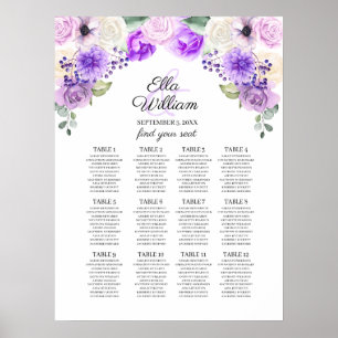 Purple Spring Floral Wedding Seating Chart