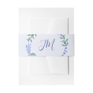 Purple Spring Floral Wreath Monogram Wedding Invitation Belly Band