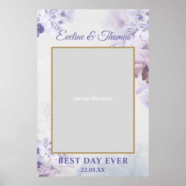 Purple spring flowers bohemian wedding photo prop poster (Front)