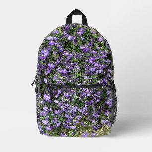 Purple Spring Flowers Printed Backpack