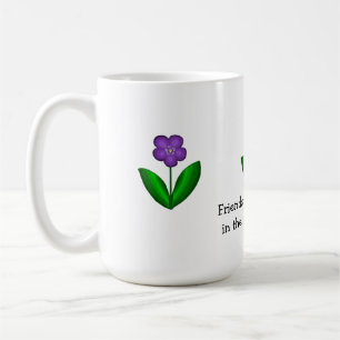 Purple Spring Flowers with Friendship Message Coffee Mug